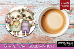 Couple Animals Round Coaster - Valentines Day Coaster PNG Product Image 1