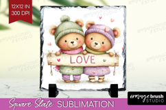 Couple Animals Slate PNG - Valentines Day Square Slate Product Image 1