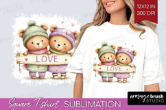 Couple Animals Square Tshirt Background - Valentines Day PNG Product Image 1
