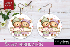 Couple Animals Round Earrings - Valentines Day PNG Product Image 1