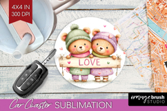 Couple Animals Car Coaster - Valentines Day Coaster PNG Product Image 1