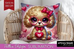 Valentine Dog Pillow Sublimation - Cute Puppy Pillow Cover Product Image 1