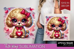 Valentine Dog Tote Bag - Cute Puppy Tote Bag PNG Sublimation Product Image 1