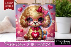 Valentine Dog Tumbler Wrap - Cute Puppy Tumbler PNG Product Image 1