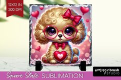Valentine Dog Slate PNG - Cute Puppy Square Slate Product Image 1