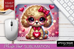 Valentine Dog Mouse Pad Sublimation - Cute Puppy Mousepad Product Image 1