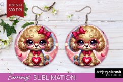 Valentine Dog Round Earrings - Cute Puppy PNG Sublimation Product Image 1