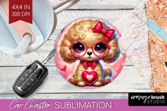 Valentine Dog Car Coaster - Cute Puppy Coaster PNG Product Image 1