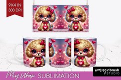 Valentine Dog Mug Wrap - Cute Puppy Mug PNG Sublimation Product Image 1