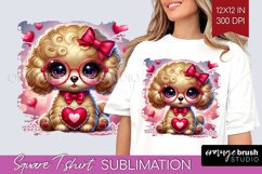Valentine Dog Square Tshirt Background - Cute Puppy PNG Product Image 1