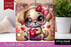 Valentine Dog Tumbler Wrap - Cute Puppy Tumbler PNG Product Image 1