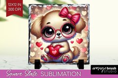 Valentine Dog Slate PNG - Cute Puppy Square Slate Product Image 1