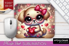 Valentine Dog Mouse Pad Sublimation - Cute Puppy Mousepad Product Image 1