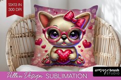 Valentine Dog Pillow Sublimation - Cute Puppy Pillow Cover Product Image 1