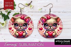 Valentine Dog Round Earrings - Cute Puppy PNG Sublimation Product Image 1