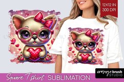 Valentine Dog Square Tshirt Background - Cute Puppy PNG Product Image 1