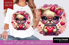 Valentine Dog Round Tshirt Background - Cute Puppy PNG Product Image 1