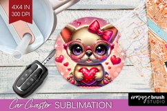 Valentine Dog Car Coaster - Cute Puppy Coaster PNG Product Image 1
