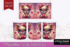 Valentine Dog Mug Wrap - Cute Puppy Mug PNG Sublimation Product Image 1