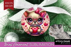 Valentine Dog Ornament PNG - Cute Puppy PNG Sublimation Product Image 1