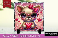 Valentine Dog Slate PNG - Cute Puppy Square Slate Product Image 1