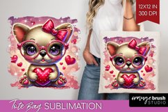 Valentine Dog Tote Bag - Cute Puppy Tote Bag PNG Sublimation Product Image 1