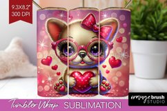 Valentine Dog Tumbler Wrap - Cute Puppy Tumbler PNG Product Image 1