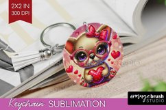 Valentine Dog Keychain PNG - Cute Puppy Keychain Sublimation Product Image 1