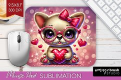Valentine Dog Mouse Pad Sublimation - Cute Puppy Mousepad Product Image 1