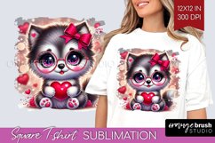 Valentine Dog Square Tshirt Background - Cute Puppy PNG Product Image 1