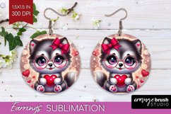 Valentine Dog Round Earrings - Cute Puppy PNG Sublimation Product Image 1