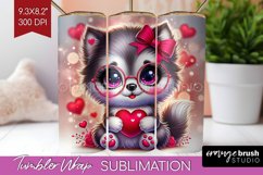 Valentine Dog Tumbler Wrap - Cute Puppy Tumbler PNG Product Image 1