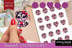 Valentine Dog Round Sticker - Cute Puppy Printable Sticker Product Image 1