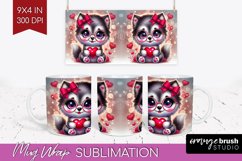 Valentine Dog Mug Wrap - Cute Puppy Mug PNG Sublimation Product Image 1