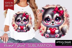 Valentine Dog Round Tshirt Background - Cute Puppy PNG Product Image 1