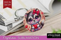 Valentine Dog Keychain PNG - Cute Puppy Keychain Sublimation Product Image 1