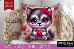 Valentine Dog Pillow Sublimation - Cute Puppy Pillow Cover Product Image 1