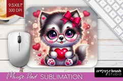Valentine Dog Mouse Pad Sublimation - Cute Puppy Mousepad Product Image 1