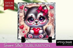 Valentine Dog Slate PNG - Cute Puppy Square Slate Product Image 1