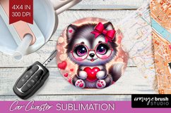 Valentine Dog Car Coaster - Cute Puppy Coaster PNG Product Image 1