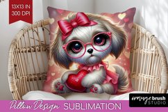 Valentine Dog Pillow Sublimation - Cute Puppy Pillow Cover Product Image 1