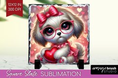 Valentine Dog Slate PNG - Cute Puppy Square Slate Product Image 1