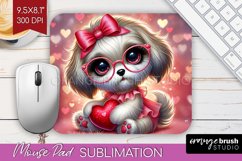Valentine Dog Mouse Pad Sublimation - Cute Puppy Mousepad Product Image 1