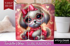 Valentine Dog Tumbler Wrap - Cute Puppy Tumbler PNG Product Image 1