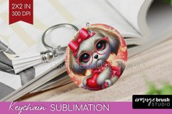 Valentine Dog Keychain PNG - Cute Puppy Keychain Sublimation Product Image 1