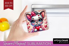 Valentine Dog Magnet Sublimation - Cute Puppy Square Magnet Product Image 1