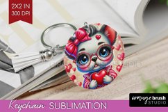 Valentine Dog Keychain PNG - Cute Puppy Keychain Sublimation Product Image 1