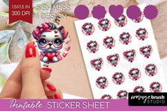 Valentine Dog Round Sticker - Cute Puppy Printable Sticker Product Image 1