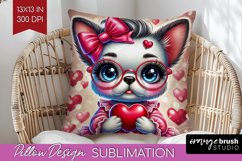Valentine Dog Pillow Sublimation - Cute Puppy Pillow Cover Product Image 1