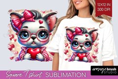 Valentine Dog Square Tshirt Background - Cute Puppy PNG Product Image 1